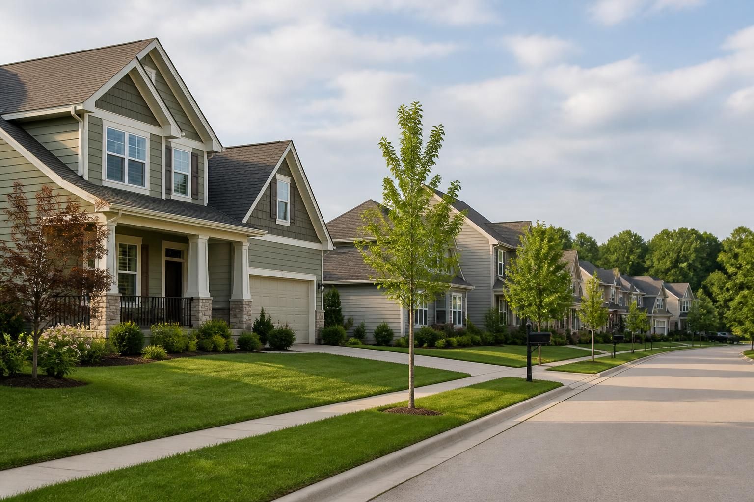 Attractive residential street with soft daylight in Basehor