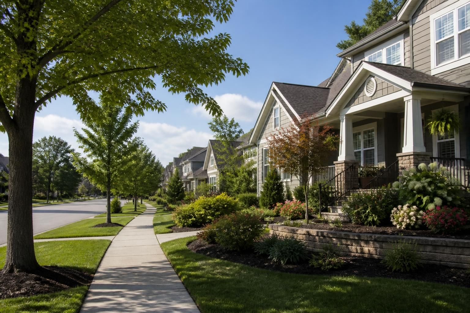 Well-maintained homes with mature landscaping in Bonner Springs