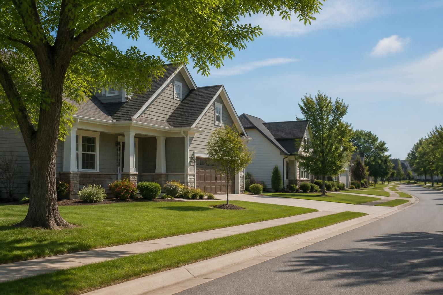 Clean suburban streets and neatly kept houses in De Soto