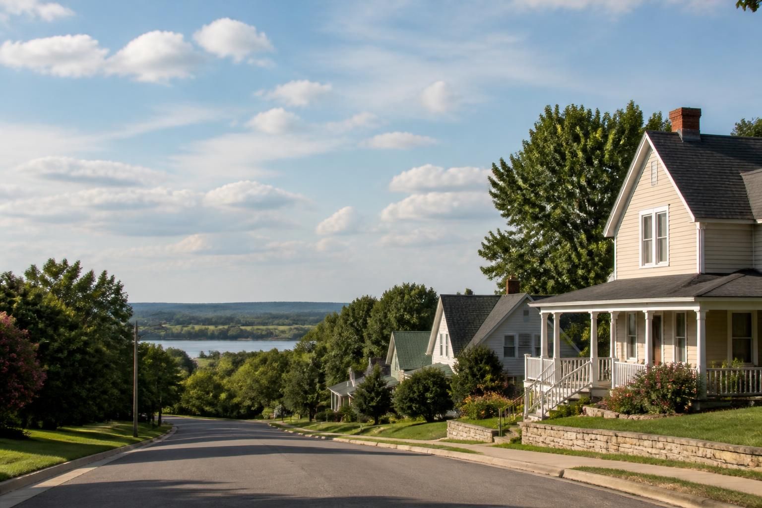 Well-kept homes with open sky in Lecompton